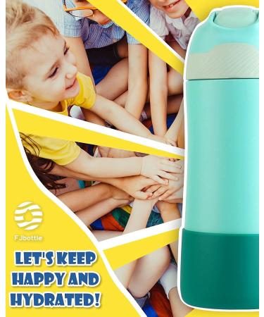 EIJIAN 14oz Kids Insulated Water Bottle with Straw Lid - Leak-Proof BPA-FREE Stainless Steel Cup for Toddlers - Double Wall Vacuum Flask for School, Outdoor, Travel - Green - Buy Online on GoSupps.com