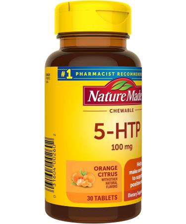 Nature Made 5HTP 100mg Chewable Tablets - Mood Support Supplement 30 Count - Orange Citrus Flavor - 30-Day Supply - Buy Online on GoSupps.com