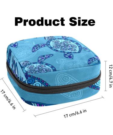 Portable Women's Binding-Up Bags | Menstrual Cup Pocket & Insert Bag for Teenage Girls | Art Navy Blue Sea Turtle | Perfect for First Period & Tampons - Buy Online on GoSupps.com