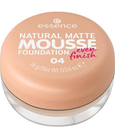 Essence Natural Matte Mousse Foundation No. 04 Nude matt covering expression result matt vegan oil -free without perfume without alcohol 1 Pack (15G) 04 Cool Ivory