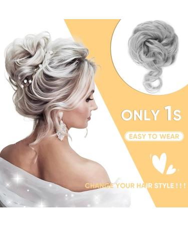 Queen's Mask Messy Bun Hair Piece - Curly Wavy Updo Hairpiece for Women in Colorful Grey - Buy Online on GoSupps.com