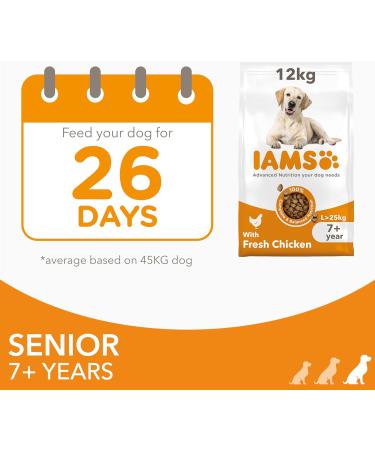 IAMS Complete Dry Dog Food for Senior 7+ Large Breeds with Chicken 12 kg Chicken 12 kg (Pack of 1) - Buy Online on GoSupps.com