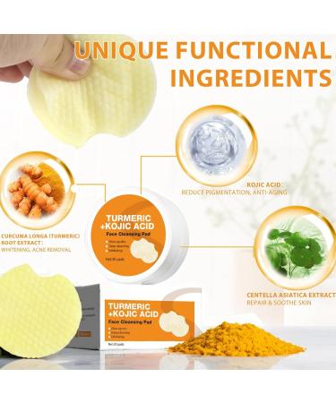 30 Turmeric Kojic-Acid Pads - Turmeric Cleansing Pads for Women | Turmeric Kojic-Acid Exfo-liating Cleansing Pads | Turmeric Face Exfoliator Pads for Face and Body - Buy Online on GoSupps.com