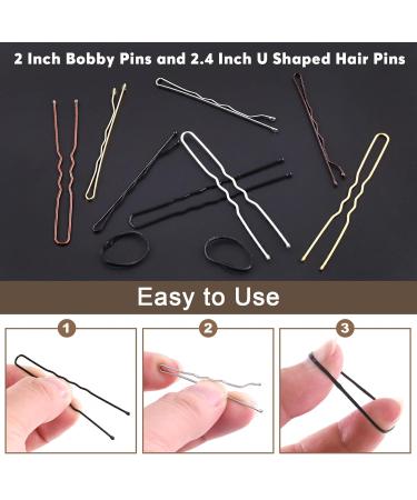 Wohap 420-Piece Bobby Pins & U-Shaped Hairpins Set with Mini Elastic Ties - Perfect for Women's Daily Hairstyles & Braids - Brown/Black/Gold/Silver - Buy Online on GoSupps.com