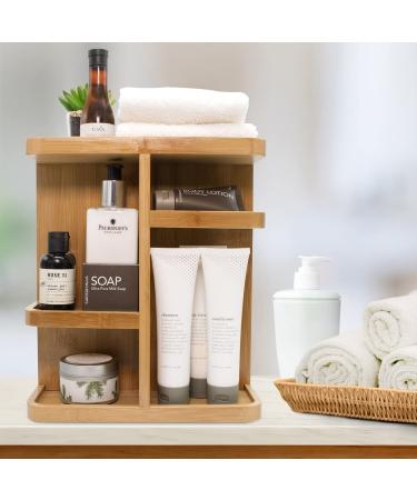 Sorbus 360 Bamboo Cosmetic Organizer - Multi-Function Storage Carousel for Makeup, Toiletries, and More - Ideal for Vanity, Desk, Bathroom, Bedroom, Closet, Kitchen - Eco-Friendly Bamboo - Buy Online on GoSupps.com