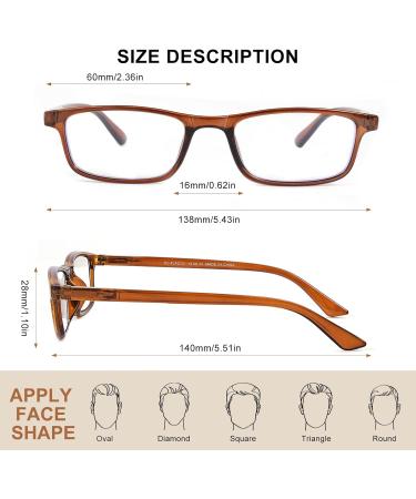 Okh Blue Light Blocking Glasses for Men & Women - Anti-Glare Computer & Gaming Eyewear - Reduce Eye Strain & Headaches - Stylish Brown Rectangle Design - Buy Online on GoSupps.com