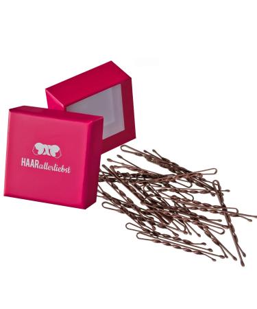 HAARallerliebst hair clips twisted (24 pieces | brown | 5 cm) ultra hold including box for storage (box color: pink) - Buy Online on GoSupps.com