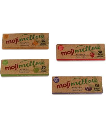 Moji Mellow 50-pcs Rolling Pape.78 x 44mm. 4-pk with 4 flavours (Apple Strawberry Blueberry & Vanilla Flavours) Flavoured and scented rolling paper. - Buy Online on GoSupps.com