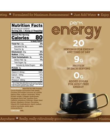Buy Perk Energy Original Dutch Hot Cocoa (20 Servings) - Gluten Free Soy Free & Peanut Free | International Shipping Available - Buy Online on GoSupps.com