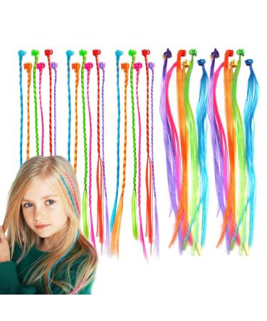 Viksaun 30 pieces of colorful hair strands with hair clips braided hair braid extensions attachments with neon snap for birthday celebrations and children hair accessories - Buy Online on GoSupps.com
