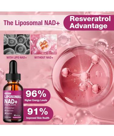 CHANUBITO Liposomal NAD+ Liquid Drops with Resveratrol & Quercetin 1200mg NAD+ Supplement for Anti-Aging Brain & Cellular Energy Vegan Non-GMO Strawberry Flavor 2 Fl Oz - Buy Online on GoSupps.com
