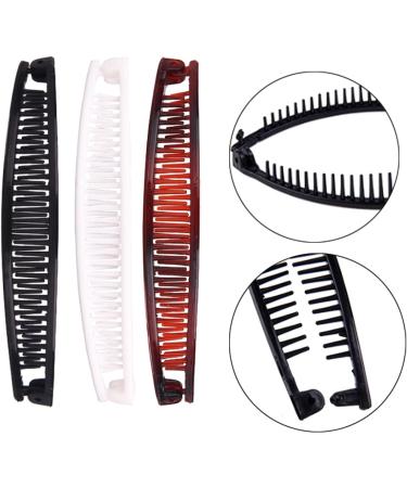 3 Piece Banana Hair Clip Set - Vintage Female Hair Accessories for Girls - Thick Hairpin Comb Tool - Beauty Fashion Clips - White Black Brown - Buy Online on GoSupps.com