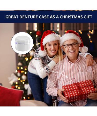 DIDATOOL Denture Cup Denture Bath Denture Cups for Soaking Dentures Denture Case with Lid Denture Bath with Rinsing Basket Easy to Carry and Clean Retainer Case Denture Cleaning kit (White) Round White - Buy Online on GoSupps.com