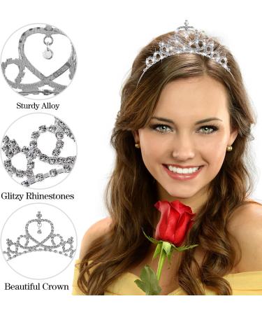 WLLHYF Silver Princess Crown Crystal Sash Tiara Rhinestone Headband Hair Accessories for Birthday Christmas Decoration Women Girls Bridal Wedding Hair Bands Jewellery Baroque - Buy Online on GoSupps.com