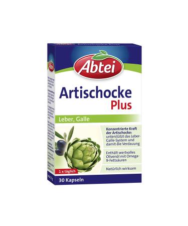 Abtei Artichoke Plus Capsules - to support the liver-gall system and digestion 30 pieces 30 pieces (1 pack)