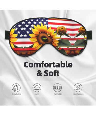 Sunflower & American Flag Unisex Sleep Mask - Double-Sided Eye Mask for Sound Sleep & Skin Care - Buy Online on GoSupps.com