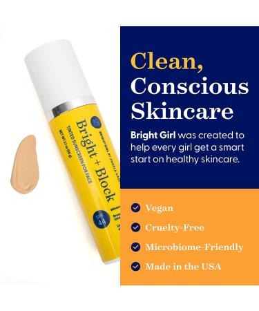 Bright Girl Bright+Block SPF 44 Tinted Mineral Sunscreen Facial Skincare Gentle Hydrating Comfort Titanium Hyaluronic Sensitive Skin - Buy Online on GoSupps.com