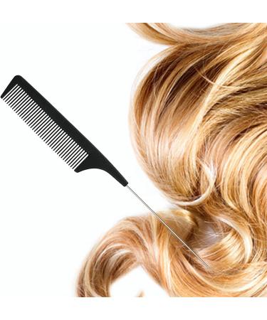 JeoPoom Carbon Needle Handle Stainless Steel Comb - Professional Hair Styling Tool - Buy Online on GoSupps.com