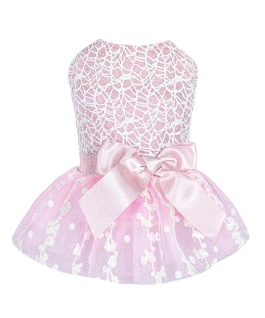 Cutebone pink dog dress outfit puppy skirt glossy embroidered tutu with loop pet clothing girls for wedding birthday party cat clothing dd16xxs-de xxs red embroidered dress