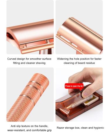Jodial Safety Edge Razors for Men & Women | Reusable Zinca Alloy Razors with 10 Double Safety Razor Blades - Rose Gold - Buy Online on GoSupps.com