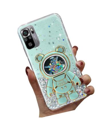 Tivenfezk Nadoli for Xiaomi Redmi Note 10 Pro Treisand B r Astronaut Hidden Stand Shell caricature glitter astronaut stand soft silicone bling mobile phone cover.