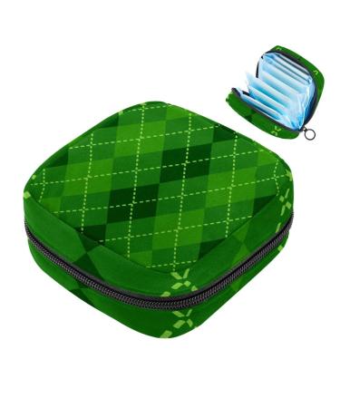 Women's bond-storage pocket St. Patrick's Day Green Plaid Women's Binding bag Tampon storage bags zip pockets menstrual tied bags Multi18