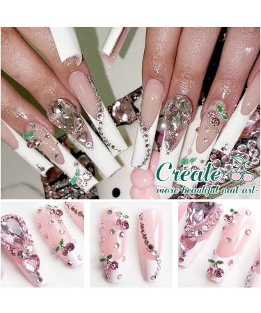 40pcs 3D Cherry Nail Charms Rhinestones - Pink/Red Gold 6mm/8mm - Cute Fruit Gems for DIY Manicure - Buy Online on GoSupps.com