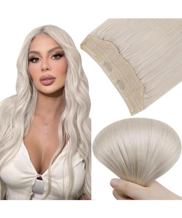 Easyouth Wire Hair Extensions Human Hair Blonde 20 Inch 100g Invisible Wire Extensions Real Hair White Blonde Fish Line Hair Extensions Remy Secret Hair 20 Inch 1-Wire #800(#1000)