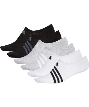 adidas Women's Superlite Super No Show Socks (6-Pack) - White/Cool Light Heather/Black, Medium Size - Buy Online on GoSupps.com
