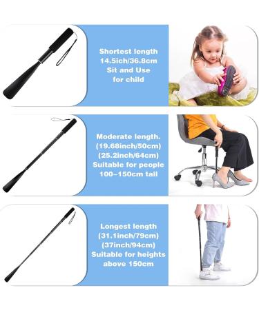 Telescopic Metal Shoe Horn - Long Handle 14.5-37 inches, Aluminum Alloy, Black - Buy Online on GoSupps.com