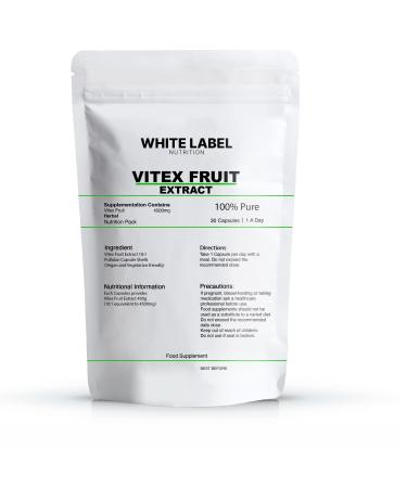 White Label Nutrition Vitex Fruit Supplement - High Potency - | 30 Capsules | 4500mg | UK Made | GMO-Free |