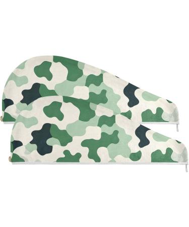 Black Green Teal Graffiti Hair Towel 2 Pack | Super Absorbent Quick Dry Hair Turbans for Women & Girls - Buy Online on GoSupps.com