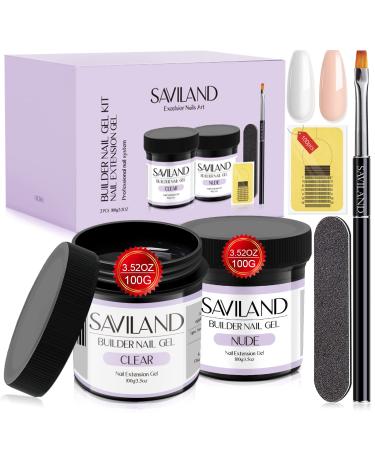 Saviland assembly gel for gel nails set-2*100g clear nudes builder nail gel 3.5 ounces nail extension gel nail manicure set with 100 nail shape nail brush nail file for professional nail studio Clear & nudes - Buy Online on GoSupps.com