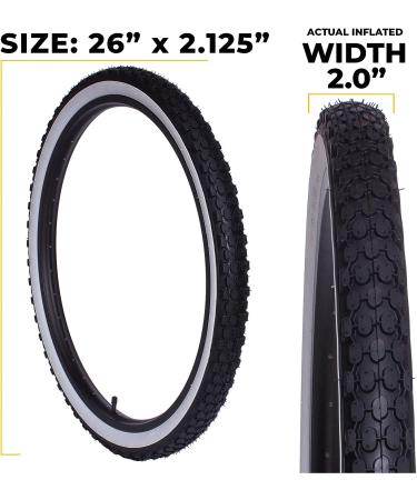 Classic White Wall 26x2.125 Cruiser Bike Tires - 1 or 2 Pack with Tubes | Beach Cruiser Wheel Accessories - Buy Online on GoSupps.com