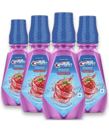 Crest Kid's Anti Cavity Alcohol Free Fluoride Rinse, Strawberry Rush, 16.9 fl oz. (Pack of 4) 16.9 Fl Oz (Pack of 4) Strawberry Rush