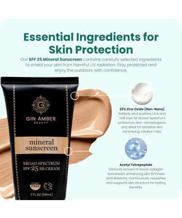 Buy Gin Amber Beauty Mineral Tinted SPF 25 - Toxic Free Sunscreen & BB Cream for Sensitive Skin | Revolutionary Zinc Oxide Formula - Buy Online on GoSupps.com