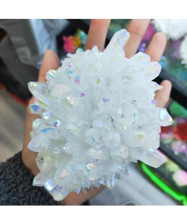 Home Decoration 1pcs 400-500g Crystal Minerals Natural Electroplated Aura Angel Clear Quartz Crystal Cluster for Home Decoration s Home Collections - Buy Online on GoSupps.com