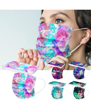 Winfer 50/100 Pack Adult Disposable 3-Layer Colorful Face Masks - Breathable Mouth & Nose Protection Towels for Men & Women - Buy Online on GoSupps.com
