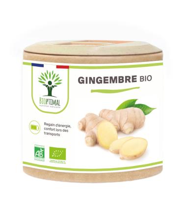 Gingembre Bio - Bioptimal - Compl ment alimentaire - Energie Mal des transports Digestion Sexualit - Poudre de Racine - 270 mg par G lule - Fabriqu en France - Certifi par Ecocert - 60 g lules 60 unit (Lot de 1)