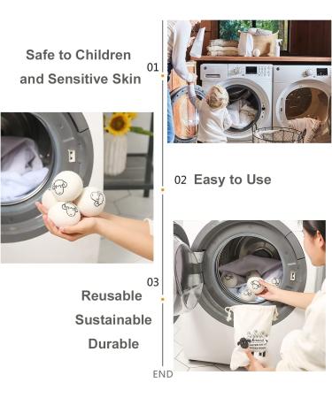 6-Pack Wool Dryer Balls - Reusable Laundry Balls for Natural Fabric Softening and Wrinkle Release - Organic Eco-Friendly Dryer Balls for Pet Hair Removal - Drying Ball Alternative to Dryer Sheets - Buy Online on GoSupps.com
