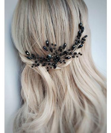 Beryuan Women's Rhinestone Hair Jewelry | Classic Black Crystal Flower Hairpin Clip for Weddings & Parties | Bride & Girl Hair Accessories Gift - Buy Online on GoSupps.com
