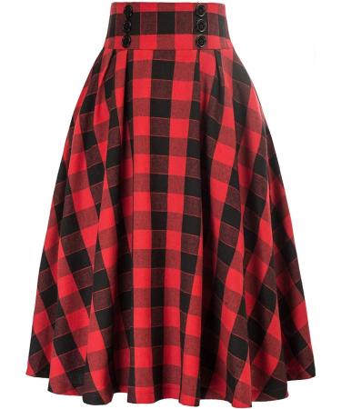 Shop Women's Elegant Flower A-Line Mini Skater Skirt | Pleated & Button Designs in Red XXL - International Shipping Available - Buy Online on GoSupps.com