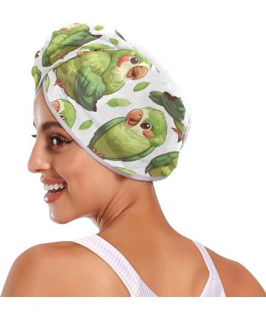 Green Parrot Bird Hair Towel 2 Pack | Super Absorbent Quick Dry Hair Turbans for Women & Girls - Buy Online on GoSupps.com