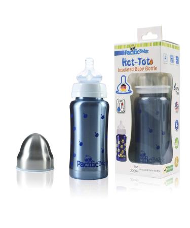 Pacific Baby Hot-Tot Insulated Stainless Steel Infant Baby Eco Feeding Bottle Anti-Colic Nipple 7 Ounce Blueberries