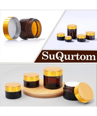 SUQURTOM 10-Pack 20ml Amber Glass Cosmetic Containers - Refillable Cream Lotion & Essential Oil Bottles - Buy Online on GoSupps.com