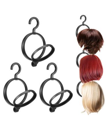 KWQBHW 3 Pack Hanging Wig Stand Portable Wig Hanger Plastic Display Holder for Wigs and Hats Collapsible Wig Dryer Wig Cap Storage Stand Tool