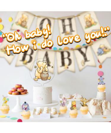 Winnie Cake Topper Welcome Baby Acrylic 5inch Cake Toppers Cupcake Toppers Classic The Pooh Baby Shower Decorations Winnie Birthday Party Supplies - Buy Online on GoSupps.com