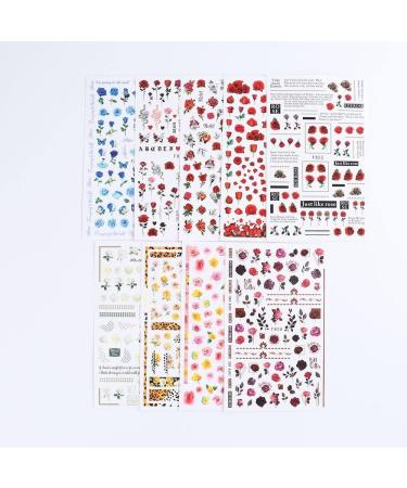 Flower Adhesive Sliders French Nail Stickers 3D Rose Floral Pink Red Blue(F-856) (F) - Buy Online on GoSupps.com