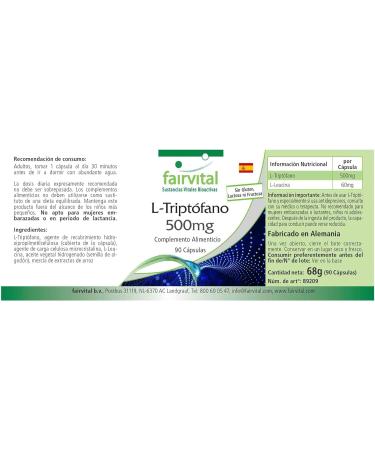 Fairvital | L-Tryptophan 500mg - VEGAN - Highly dosed - 90 capsules - essential amino acid - Buy Online on GoSupps.com