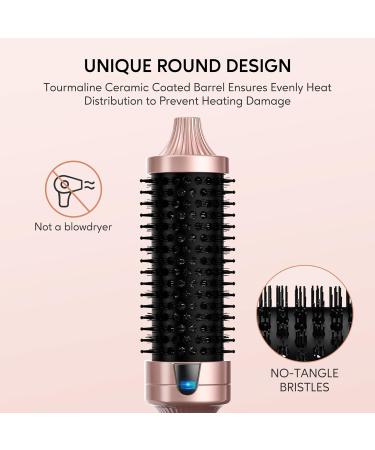 Terviiix 38MM Ceramic Tourmaline Ionic Curling Iron Brush - Volumizing Hot Brush for Root Volume & Loose Curls - Digital Display, 5 Temperatures, Dual Voltage - Rose Gold - Buy Online on GoSupps.com